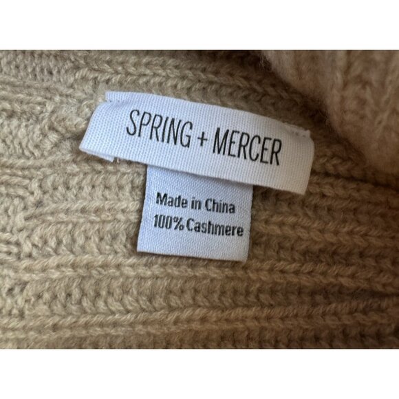 Lord & Taylor Spring + Mercer 100% Cashmere Beige Knit Beanie Hat Unisex OS NEW